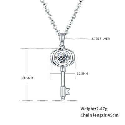 Dancing Love Lock 0.5ct D Color Moissanite Necklace in S925 Silver Platinum Plated
